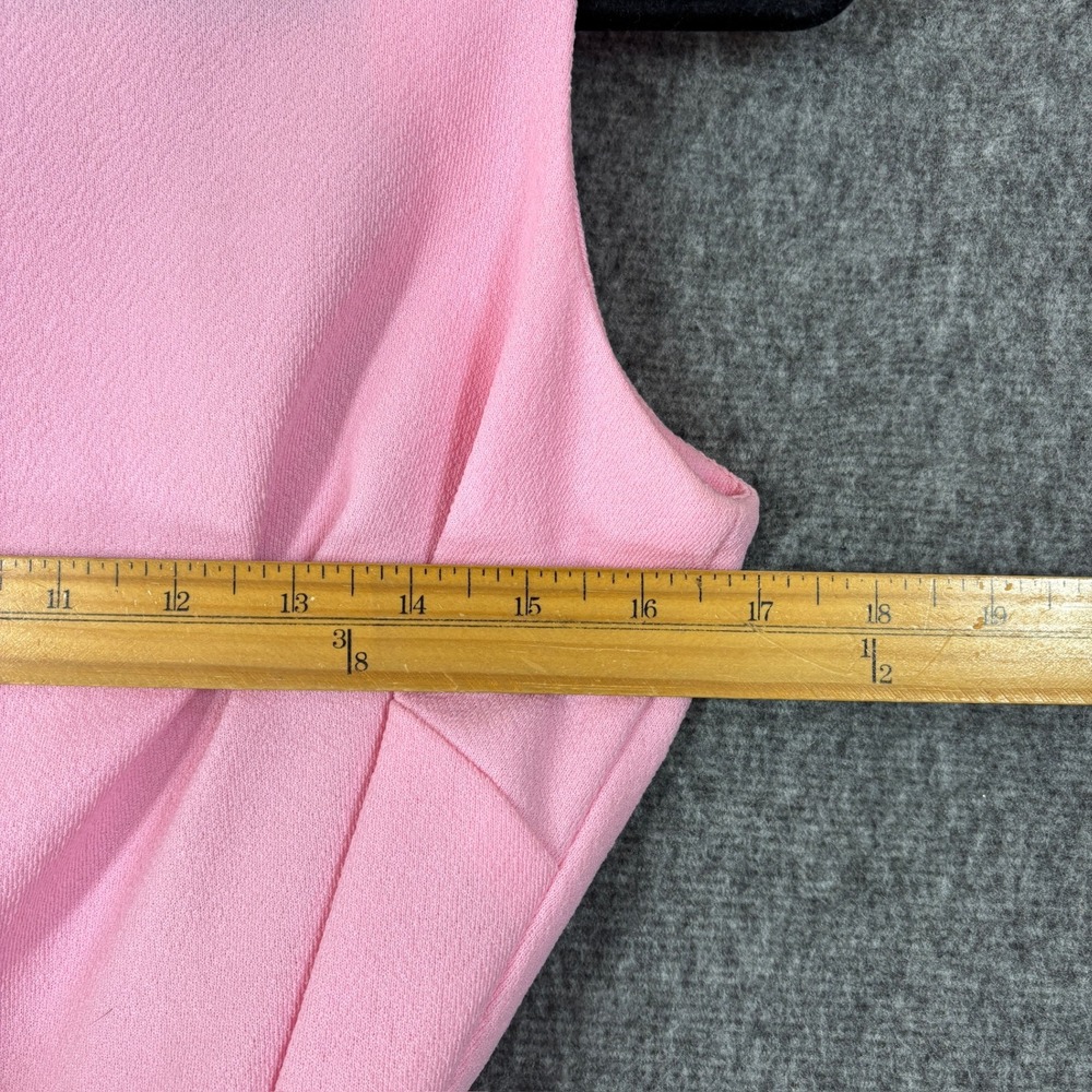 Vintage Emmey Fashions Pink Pleated Maxi Dress Rhinestone Belt Mock Neck - Picture 3 of 8
